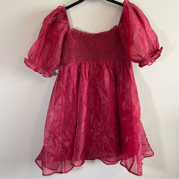 ✨ Altar’d State Women’s Red Poofy Dress Small - Picture 8 of 10